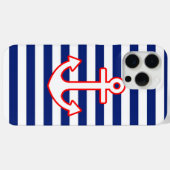 Coques Case-Mate iPhone Graphique d'Ancre de style nautique sur bandes (Verso (horizontal))