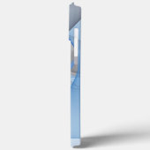 Coques Case-Mate iPhone Graphique d'art fractal gris bleu Abstrait moderne (Verso / Gauche)