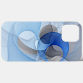 Coques Case-Mate iPhone Graphique d'art fractal gris bleu Abstrait moderne (Verso (horizontal))