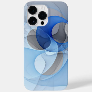 Coque Pour Pour iPhone 14 Pro Max Graphique d'art fractal gris bleu Abstrait moderne