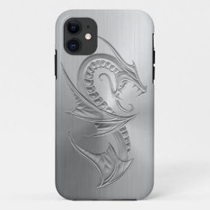 Coque iPhone 11 Graphique de dragon d'effet d'acier inoxydable