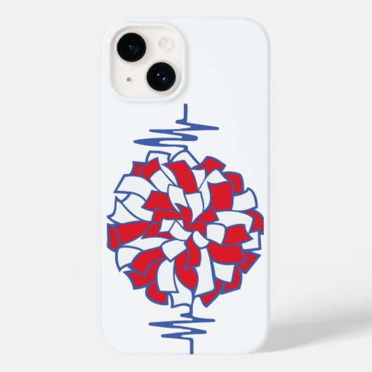 Coques Case-Mate iPhone Graphique de pom-pom de cheer au rythme cardiaque (Verso)