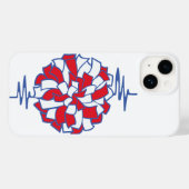 Coques Case-Mate iPhone Graphique de pom-pom de cheer au rythme cardiaque (Verso (horizontal))