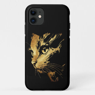 Case-Mate iPhone Case Graphique Élégant Chat Noir et Or Texturé