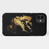 Coques Case-Mate iPhone Graphique Élégant Chat Noir et Or Texturé (Dos (Horizontal))
