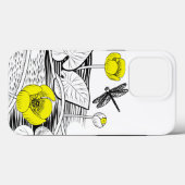 Coques Case-Mate iPhone Graphique jaune de nénuphars (Verso (horizontal))