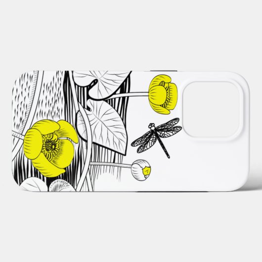 Coques Case-Mate iPhone Graphique jaune de nénuphars (Verso (horizontal))