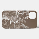Coques Case-Mate iPhone Graphique marron de nénuphars (Verso (horizontal))