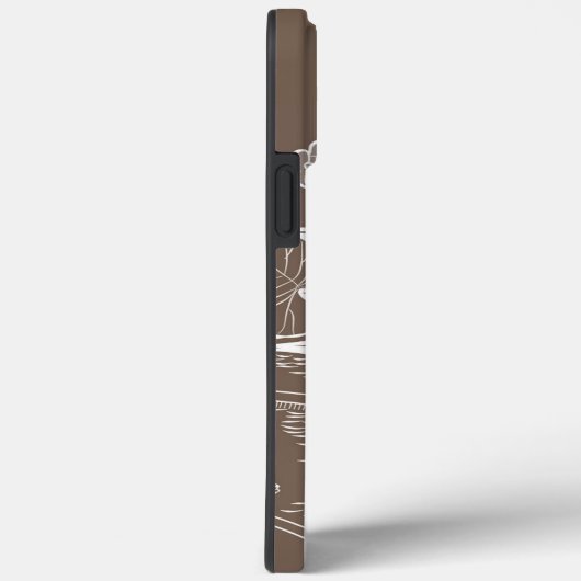 Coques Case-Mate iPhone Graphique marron de nénuphars (Verso / Droite)