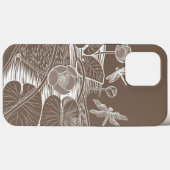 Coques Case-Mate iPhone Graphique marron de nénuphars (Verso (horizontal))