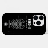 Coques Case-Mate iPhone Graphique technique du scarabée bleu (Verso (horizontal))
