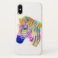 Graphique Zèbre Éclaboussure Aquarelle Arc-en-ciel