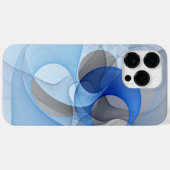 Coques Case-Mate iPhone Graphisme d'art fractal abstrait bleu gris moderne (Verso (horizontal))