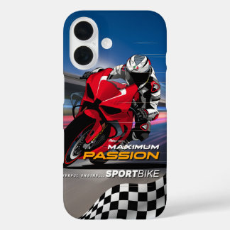 Coques iPhone 16 Graphisme de course de superbike passion maximale