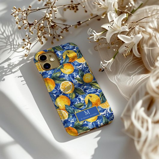 Coques Case-Mate iPhone Gras Bleu Italien Positano Citron