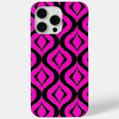 Coques Case-Mate iPhone Gras brillant rose chaud noir Ikat Ogee Art Motif (Verso)
