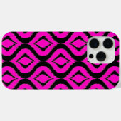 Coques Case-Mate iPhone Gras brillant rose chaud noir Ikat Ogee Art Motif (Verso (horizontal))