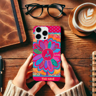 Coques iPhone 16 Pro Max Gras Inspirant I AM Flower Colorful Nom mignon