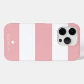 Coques Case-Mate iPhone Gras moderne rose pâle Motif rayé avec coeur (Verso (horizontal))