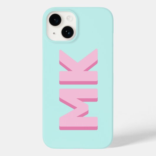 Coques Case-Mate iPhone Gras Moderne Simple Pink Initiales Monogramme (Verso)