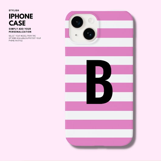 Coques Case-Mate iPhone Gras Moderne Simple Purple Bande Initiale Monogram