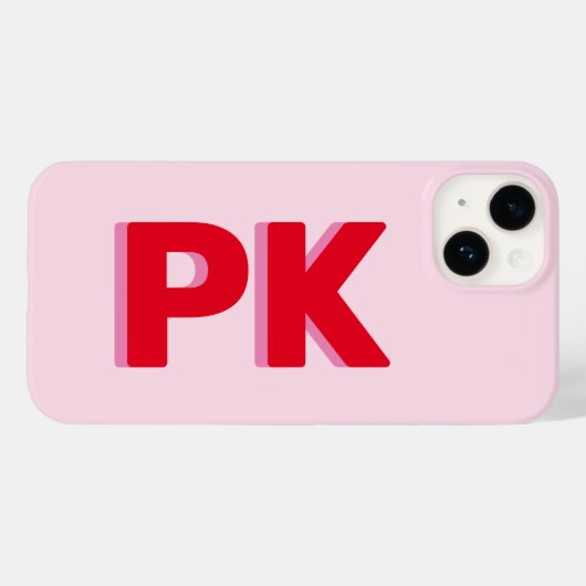 Coques Case-Mate iPhone Gras Moderne Simple Rouge et rose Initiales Monogr (Verso (horizontal))