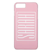 Coques Case-Mate iPhone Gras & Moderne votre nom ou mot | Blanc sur rose (Dos)
