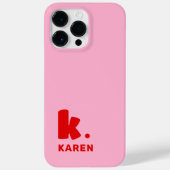 Coques Case-Mate iPhone Gras monogramme initial et nom rose rouge (Verso)