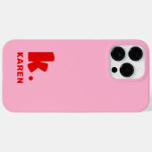 Coques Case-Mate iPhone Gras monogramme initial et nom rose rouge (Verso (horizontal))