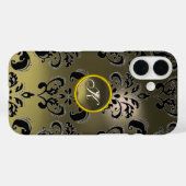 Coques Case-Mate iPhone GRAS NOIR DAMASK MONOGRAMME DE PIERRE DE JEU Flora (Verso (horizontal))