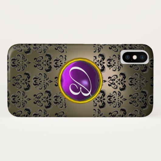 COQUES Case-Mate iPhone GRAS NOIR DOMMASK PURPLE GEM MONOGRAM (Dos (Horizontal))