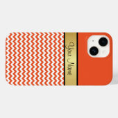 Coques Case-Mate iPhone Gras orange et blanc Chevron, Gold Ribbon Nom Text (Verso (horizontal))