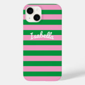 Coques Case-Mate iPhone Gras simple rétro Bande rose vert personnalisé (Verso)
