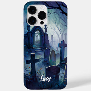 Coque Pour Pour iPhone 14 Pro Max GRAVEYARD éffrayant BLUE HALLOWEEN