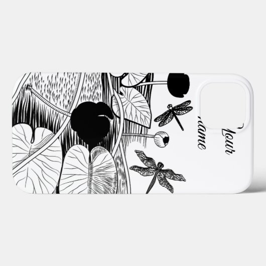 Coques Case-Mate iPhone Gravure de nénuphars (Verso (horizontal))