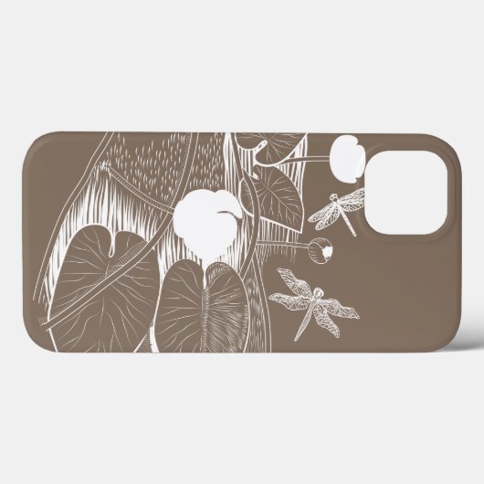 Coques Case-Mate iPhone Gravure de nénuphars (Verso (horizontal))