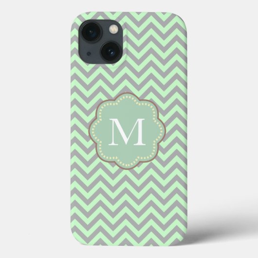 Coques Case-Mate iPhone Gray and Mint Chevron (Verso)