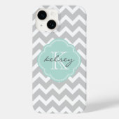 Coques Case-Mate iPhone Gray and Mint Chevron Custom (Verso)