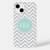 Coques Case-Mate iPhone Gray and Mint Chevron Custom (Verso)