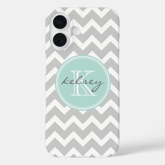 Coques Case-Mate iPhone Gray and Mint Chevron Custom (Verso)