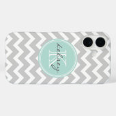 Coques Case-Mate iPhone Gray and Mint Chevron Custom (Verso (horizontal))