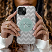Coques Case-Mate iPhone Gray and Mint Chevron Custom