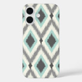 Coques Case-Mate iPhone Gray and Mint Tribal Ikat Chevron (Verso)