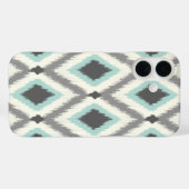 Coques Case-Mate iPhone Gray and Mint Tribal Ikat Chevron (Verso (horizontal))