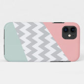 Coques Case-Mate iPhone Gray Chevron - Mint et Corail (Dos (Horizontal))
