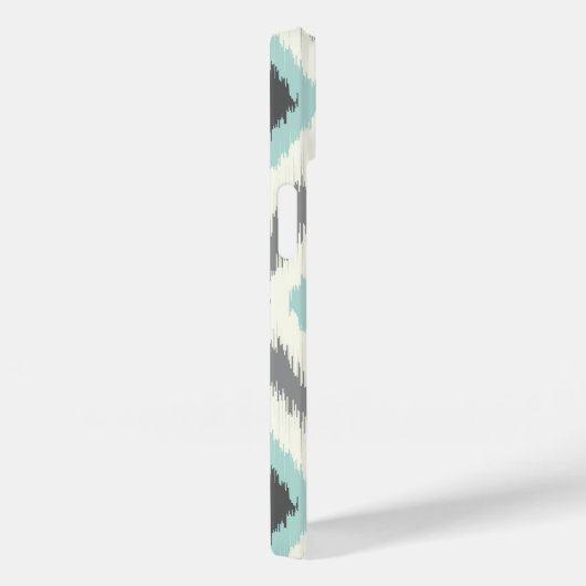 Coques Case-Mate iPhone Gray et Mint Tribal Ikat Chevron Monogramme (Verso / Droite)