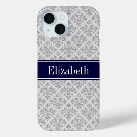 Coques Case-Mate iPhone Gray on Gray Damask #3 (Verso)