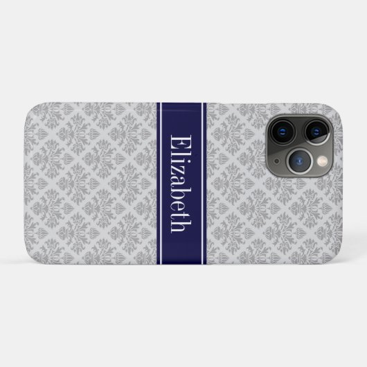 Coques Case-Mate iPhone Gray on Gray Damask #3 (Dos (Horizontal))