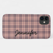 Coques Case-Mate iPhone Gray Pink Plaid Tough Personalized (Dos (Horizontal))