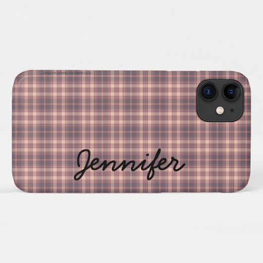 Coques Case-Mate iPhone Gray Pink Plaid Tough Personalized (Dos (Horizontal))